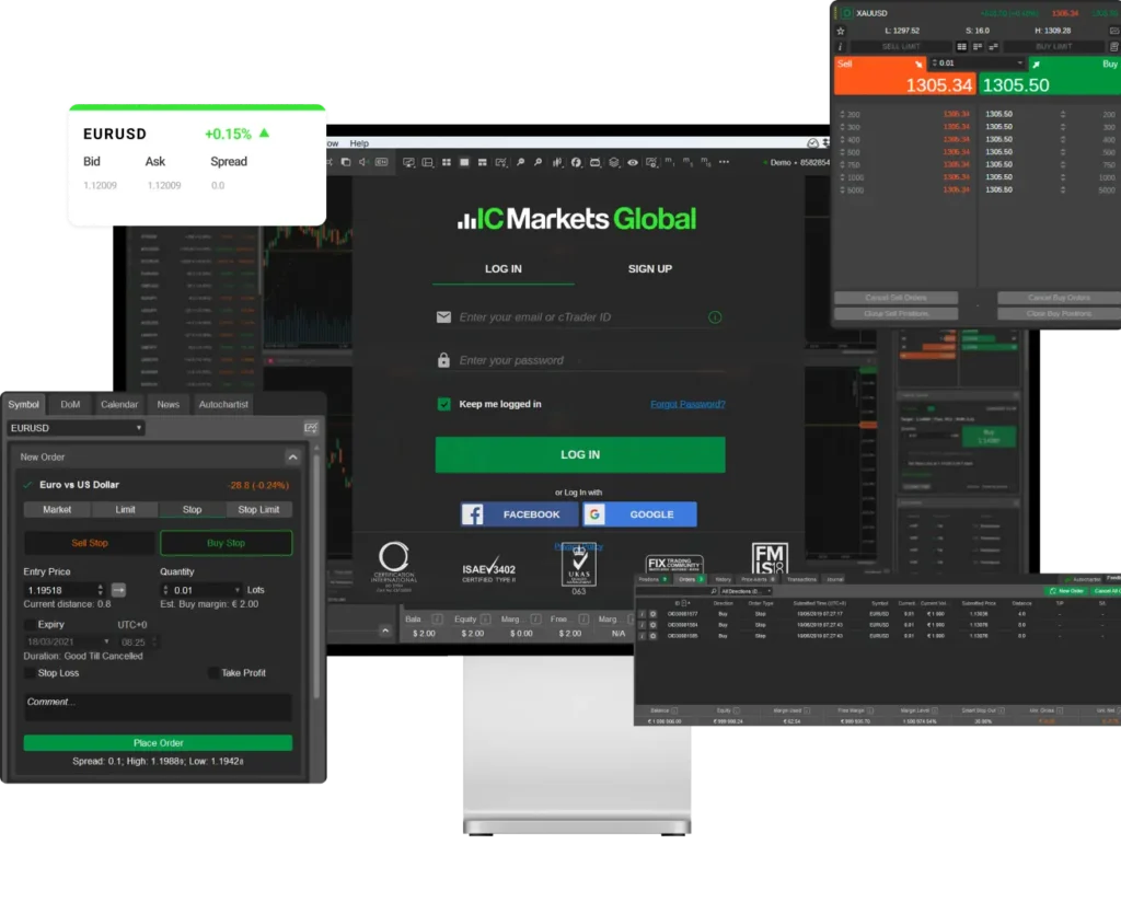 IC Markets cTrader platform offering advanced trading tools and fast execution for professional traders.